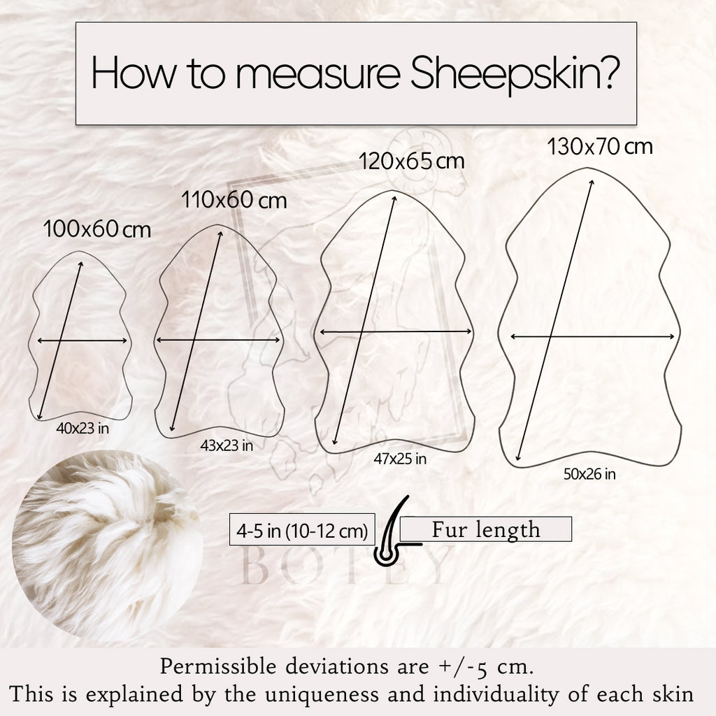 White Sheepskin “Snow White” 120×70 cm – Premium Long Wool Hide