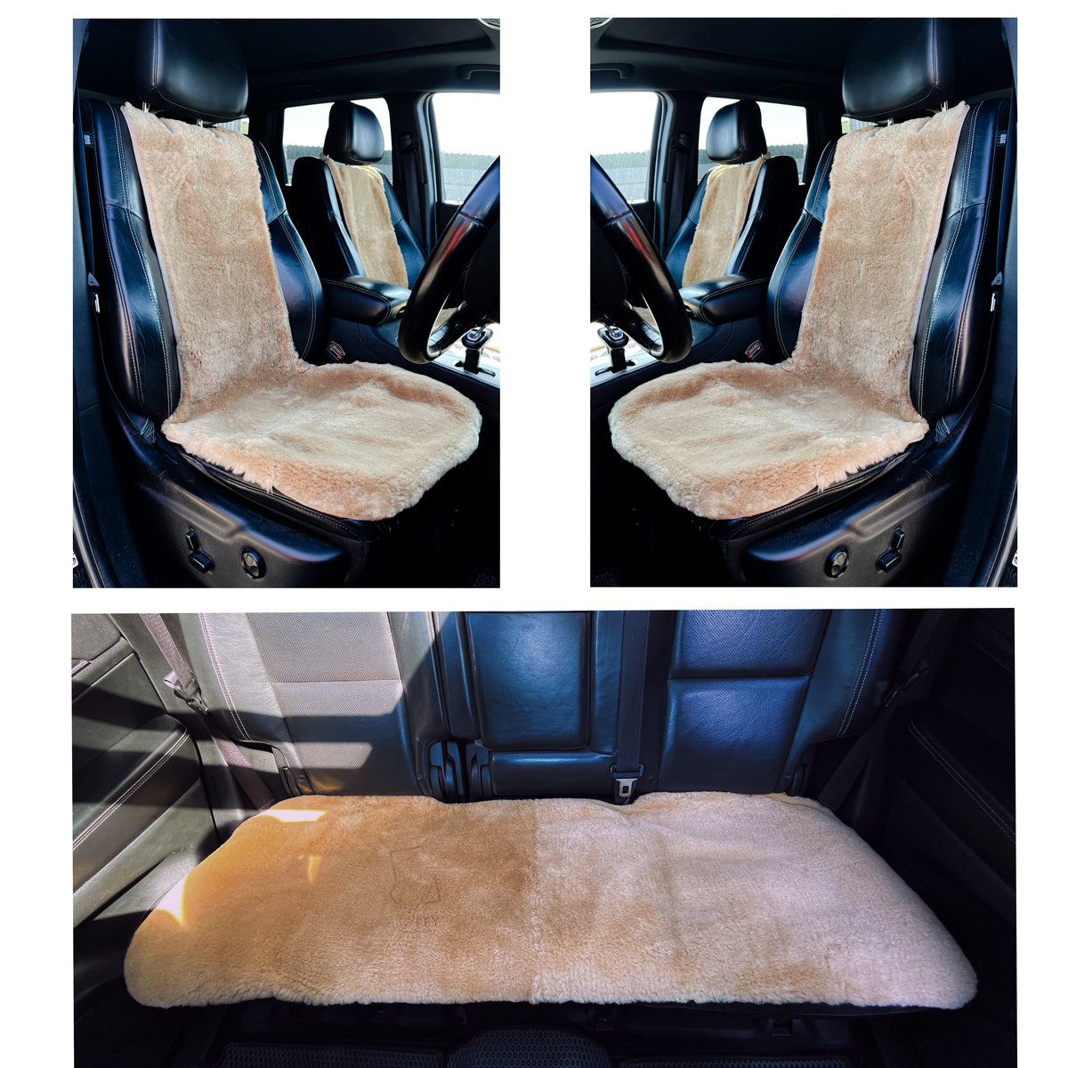 Mini Sheepskin Car Seat Covers Brown (118×60 cm) – Natural Fur Universal Fit