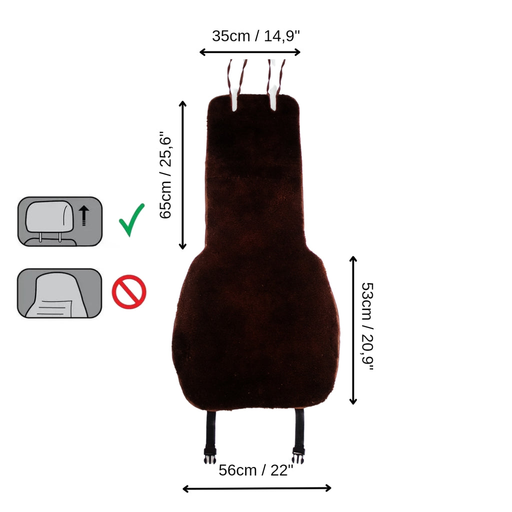 Mini Sheepskin Car Seat Cover Coffee (120×56 cm) – Natural Fur Universal Fit