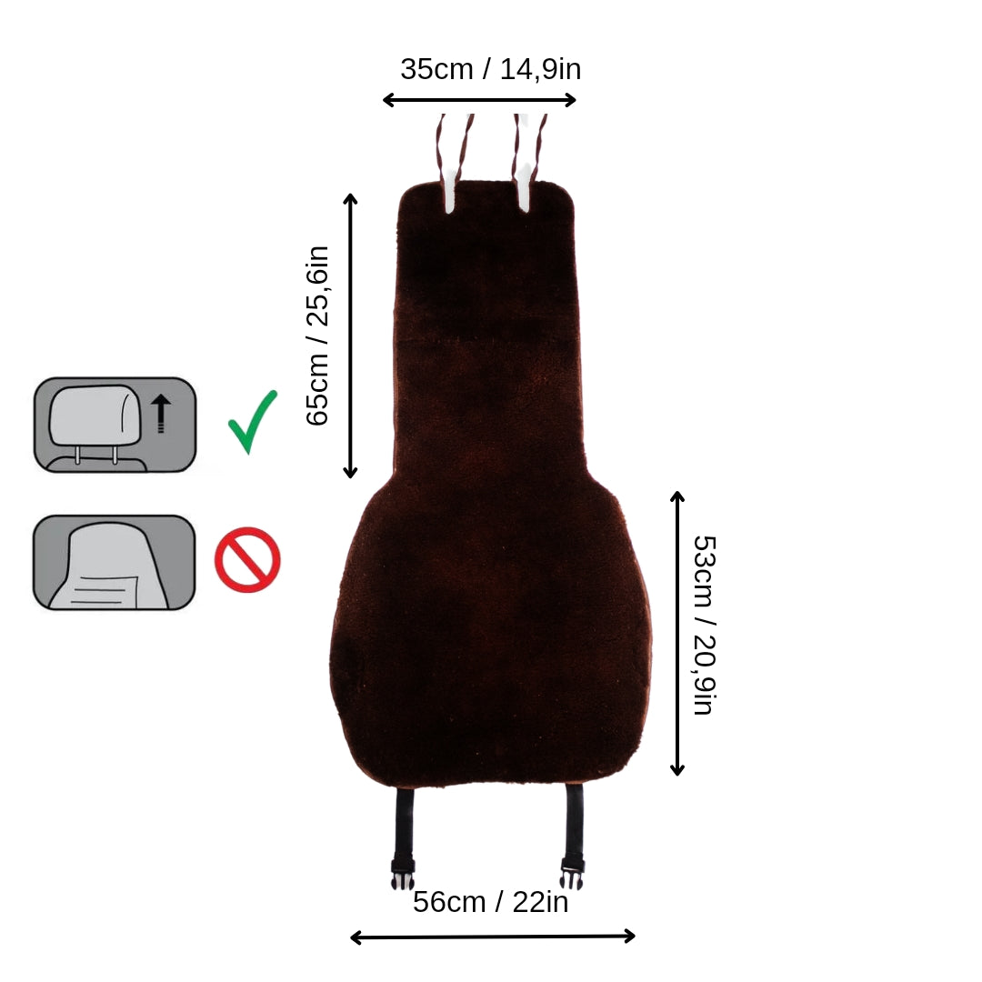 Mini Sheepskin Car Seat Covers Brown (120×56 cm) – Natural Fur Universal Fit