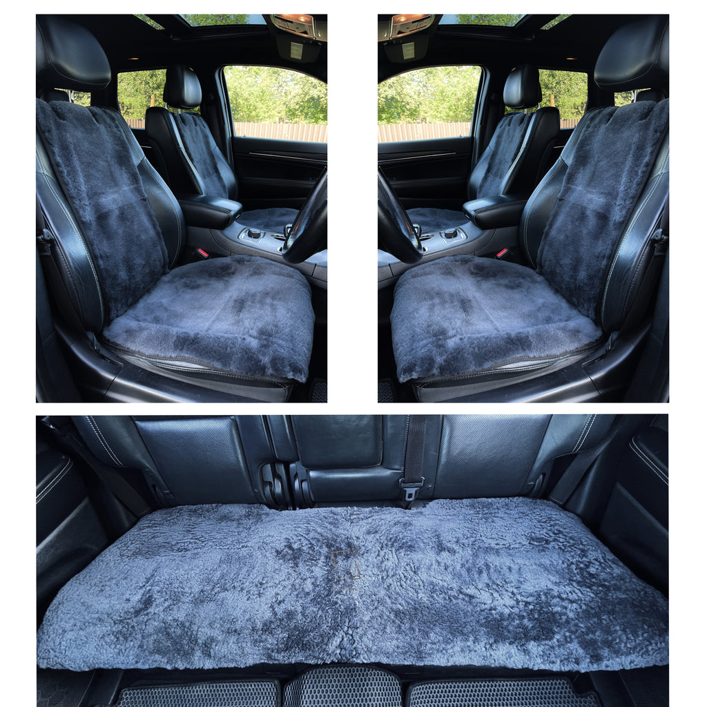 Mini Sheepskin Car Seat Covers Black (118×60 cm) – Natural Fur Universal Fit