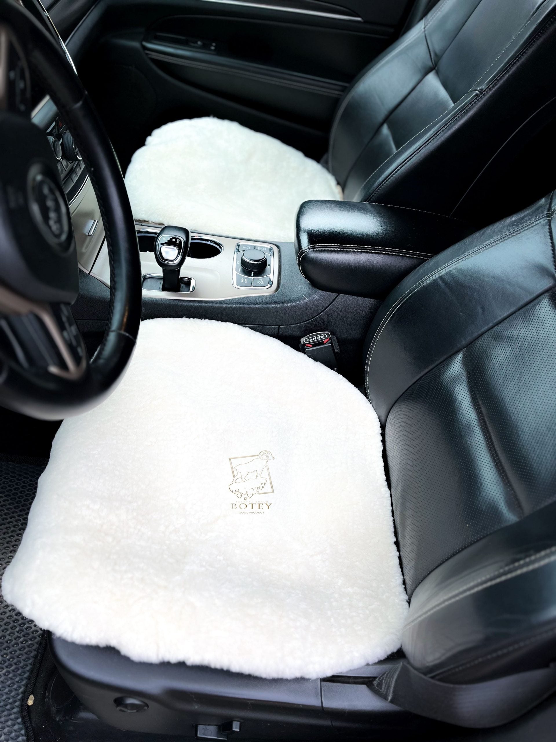 White Sheepskin Front Seat Covers – 100% Natural Universal Fit