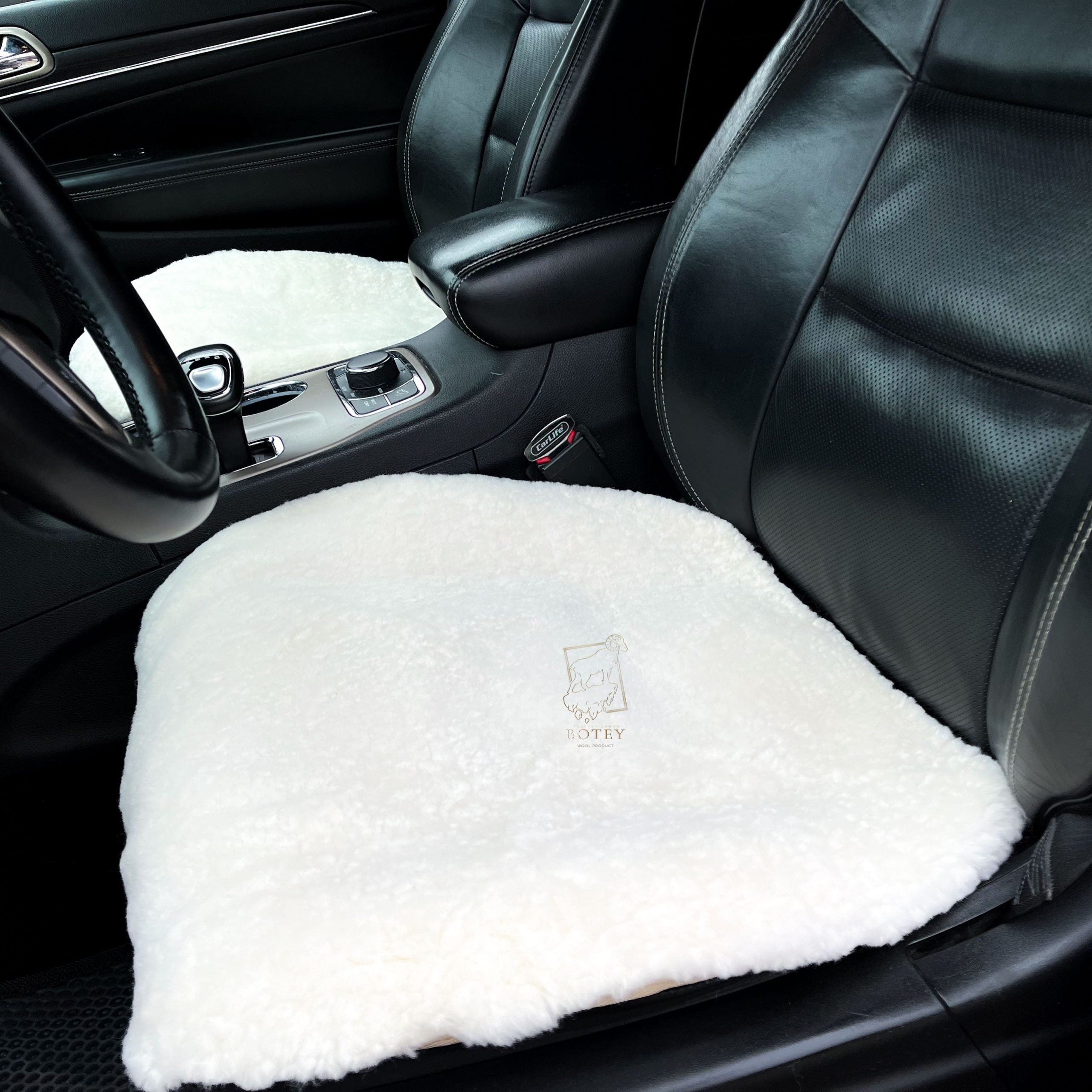 White Sheepskin Front Seat Covers – 100% Natural Universal Fit