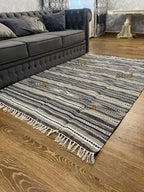 Handmade Hutsul Wool Rug – Natural Wool Carpet Grey 200×140 cm