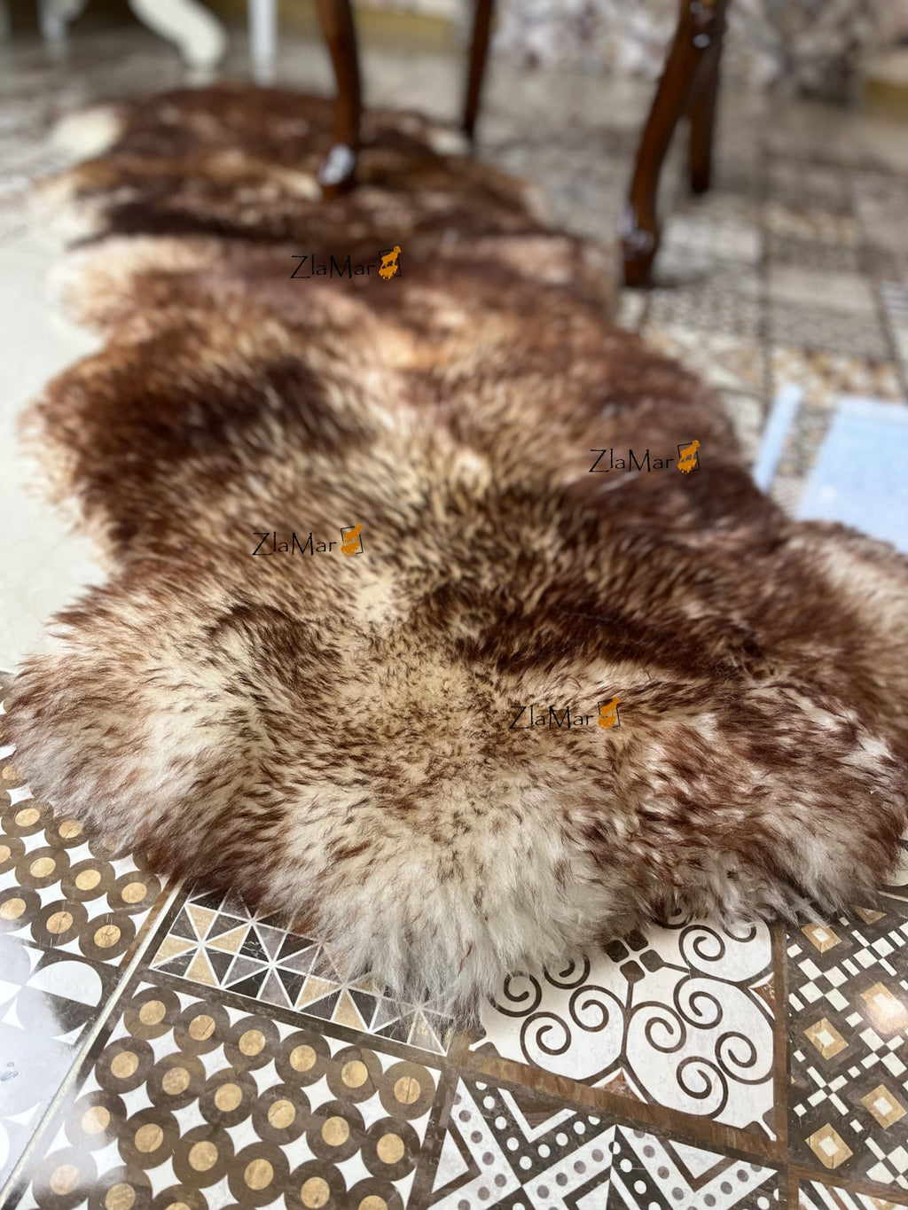 Sheepskin Rug 2-in-1 Copper Ombre (200×70 cm) – Natural Fur Carpet