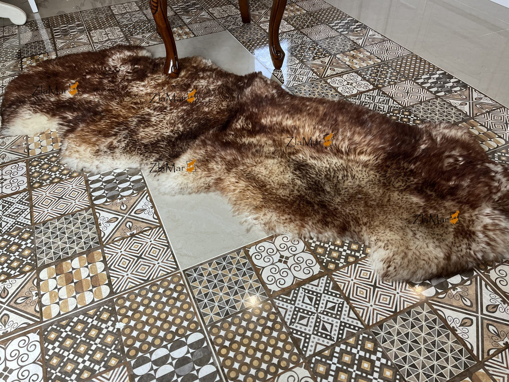 Sheepskin Rug 2-in-1 Copper Ombre (200×70 cm) – Natural Fur Carpet