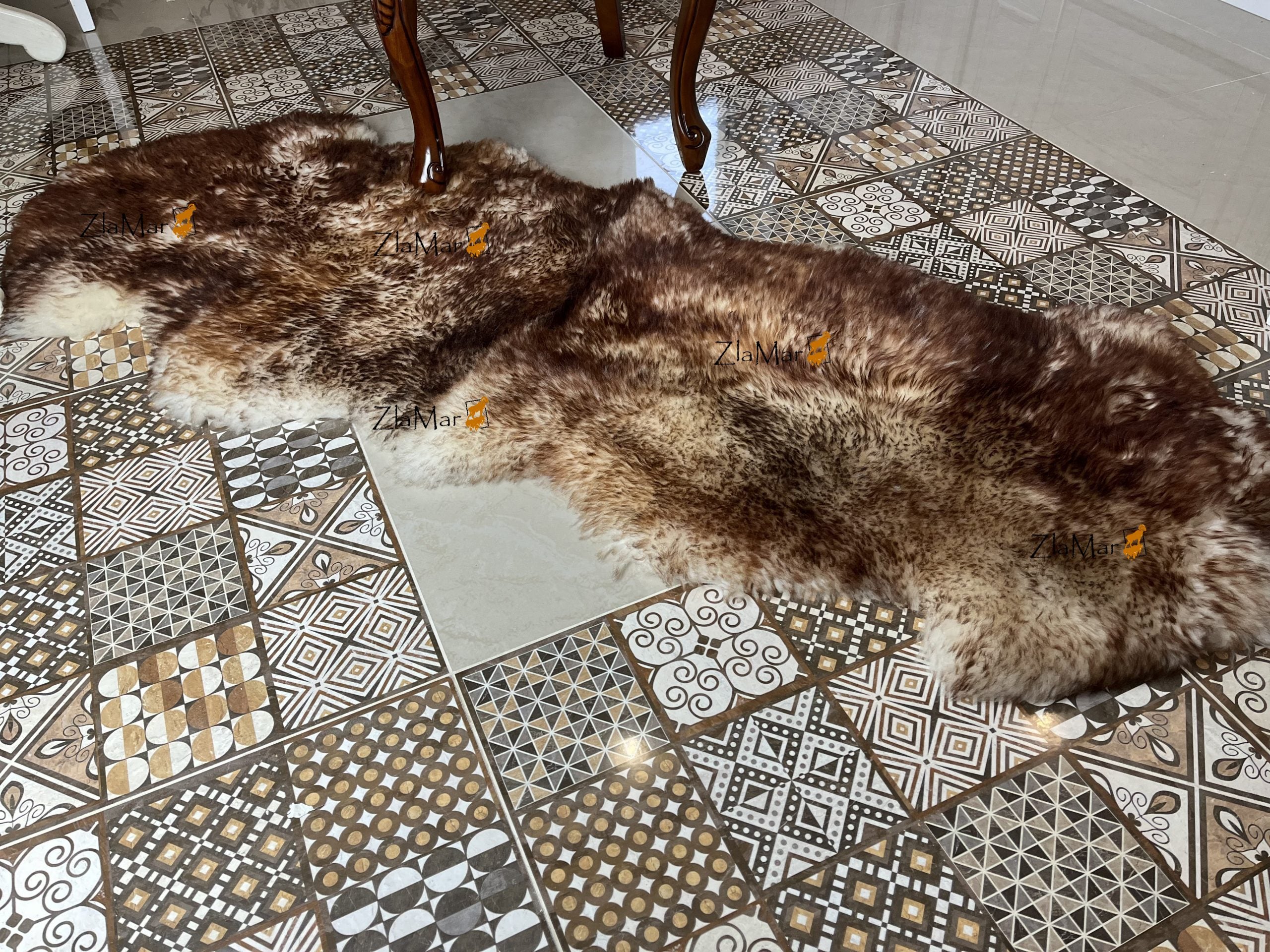 Sheepskin Rug 2-in-1 Copper Ombre (200×70 cm) – Natural Fur Carpet