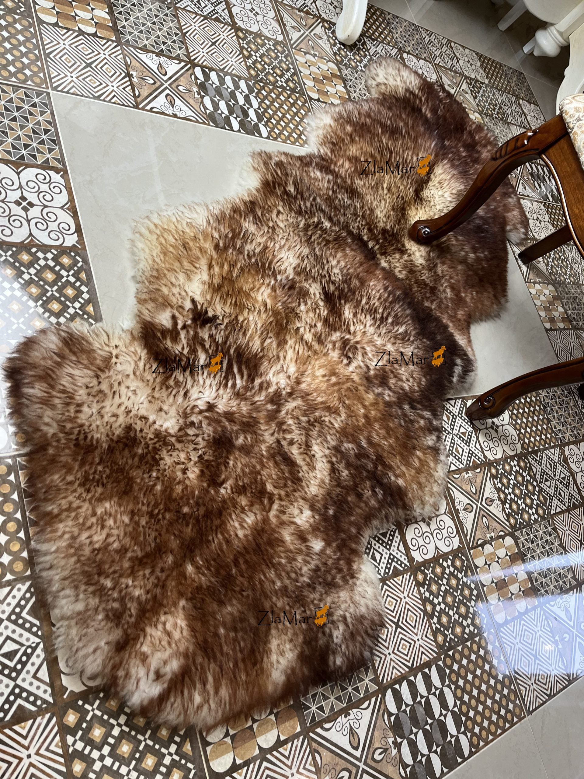 Sheepskin Rug 2-in-1 Copper Ombre (200×70 cm) – Natural Fur Carpet