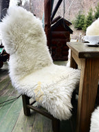 Natural Sheepskin Furniture Cover White 110×60 cm – Premium Wool Throw