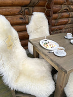 Natural Sheepskin Furniture Cover White 110×60 cm – Wool Throw