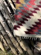 Carpathian Wool Blanket “Feather Bordeaux” 150×210 cm – Premium Handmade Natural Wool