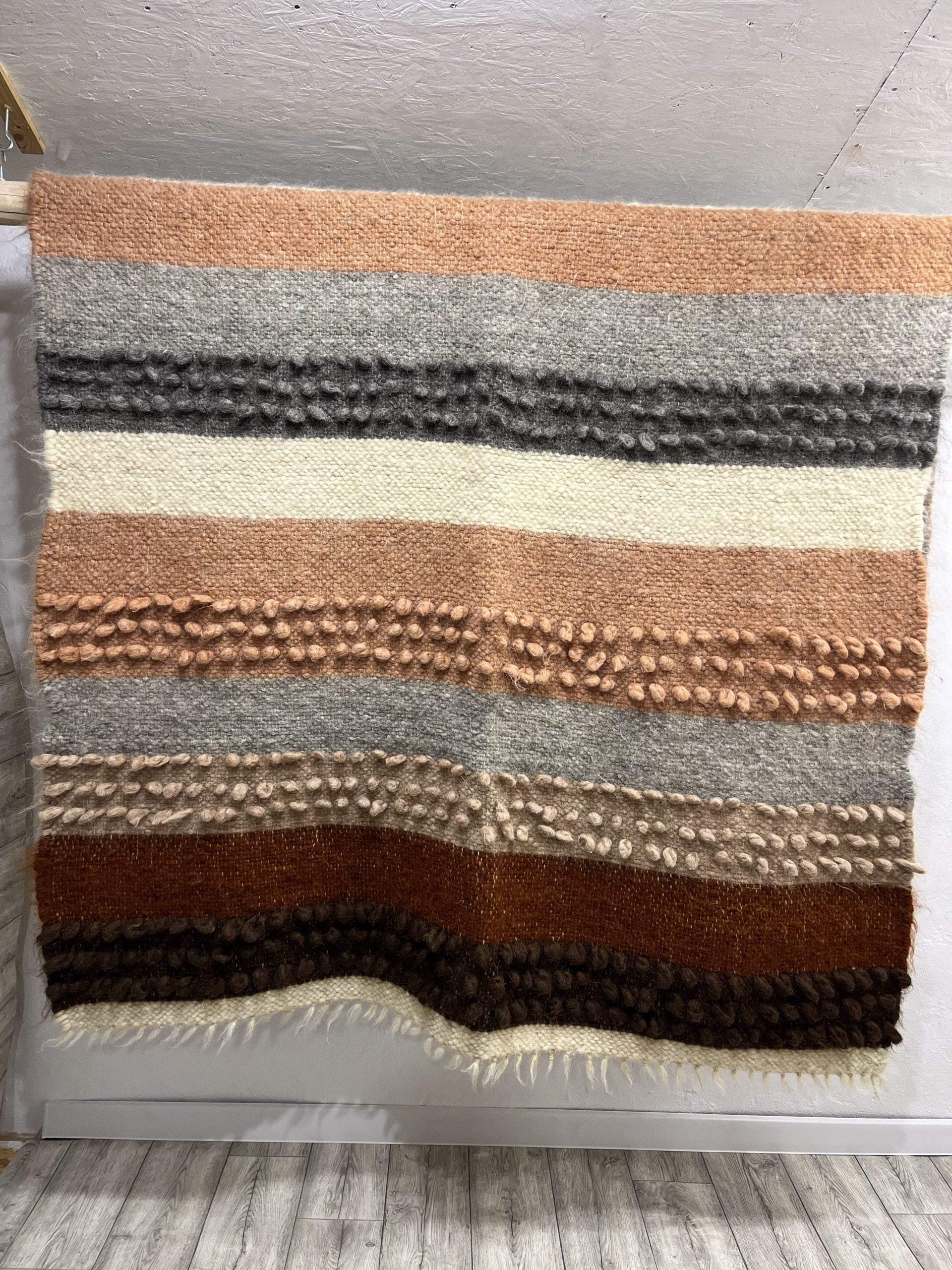 Carpathian Wool Blanket “Brown Palette” 150×200 cm – Premium Handmade Natural Wool
