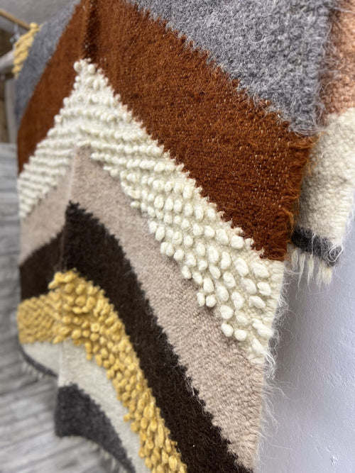 Carpathian Wool Blanket Yellow-Brown 150×200 cm – Premium Handmade Natural Wool