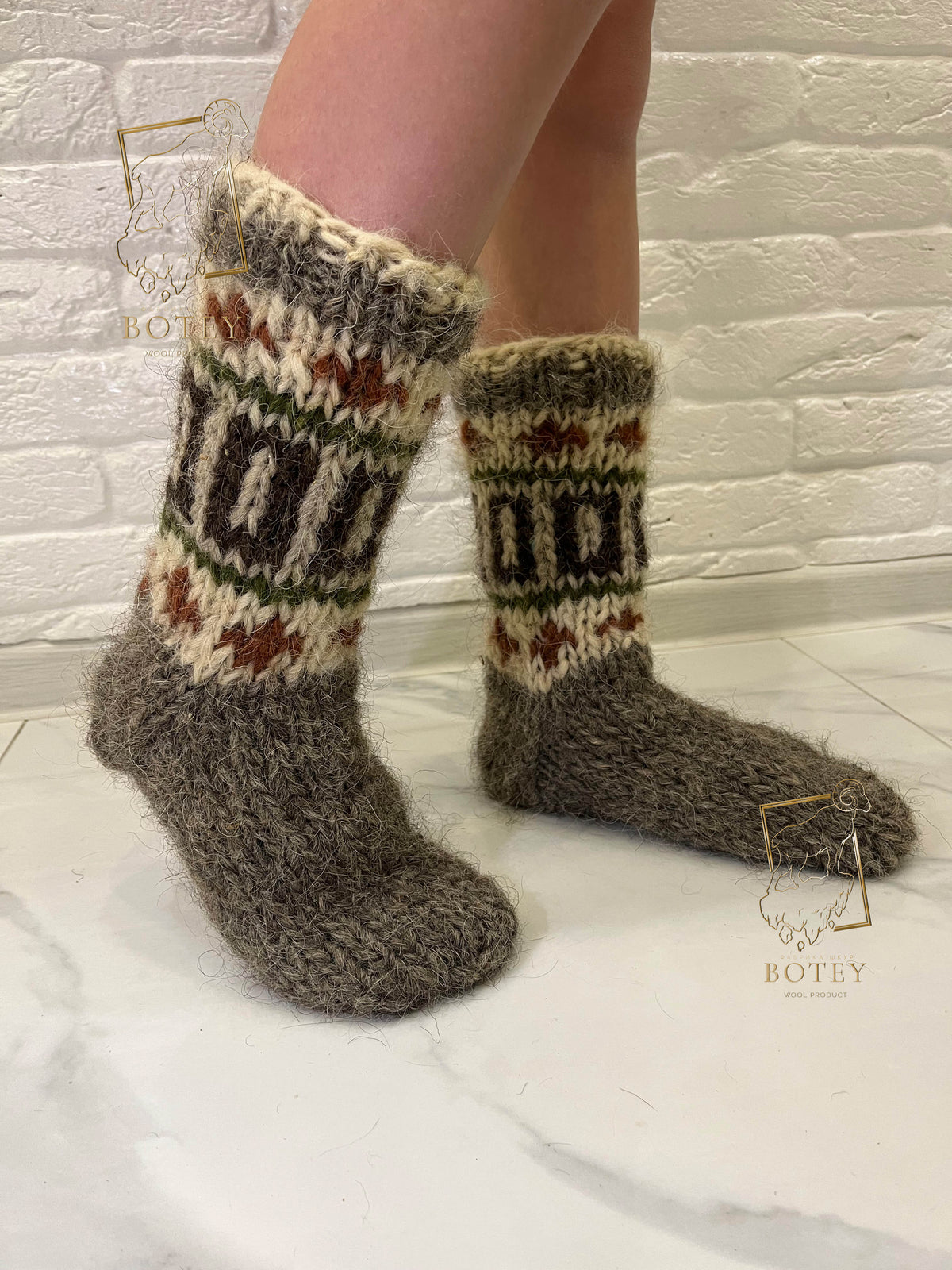 Handmade Wool Socks – Soft Natural Wool Grey Socks for Women (Sizes 36–41)