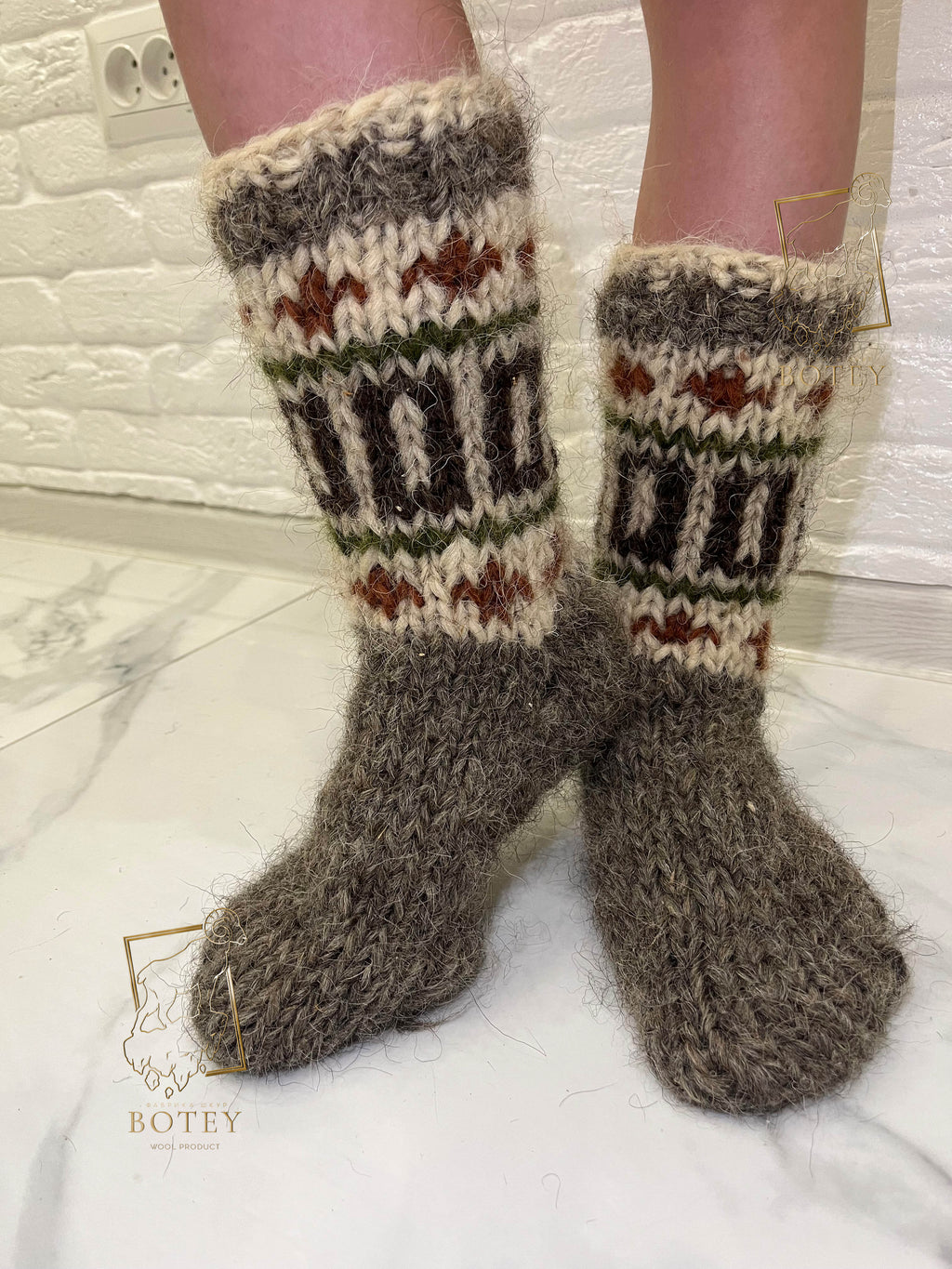Handmade Wool Socks – Soft Natural Wool Grey Socks for Women (Sizes 36–41)