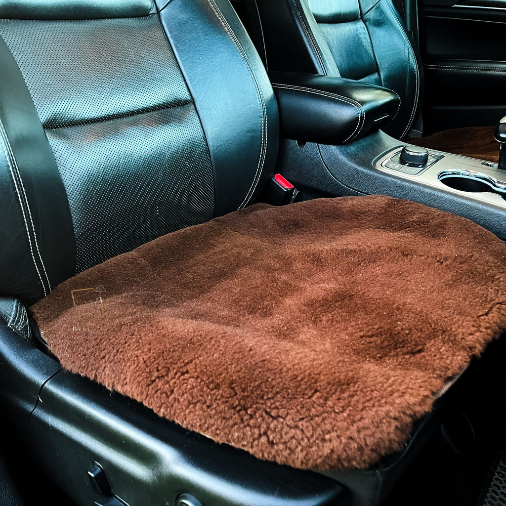 Brown Sheepskin Front Seat Covers – 100% Natural Universal Fit