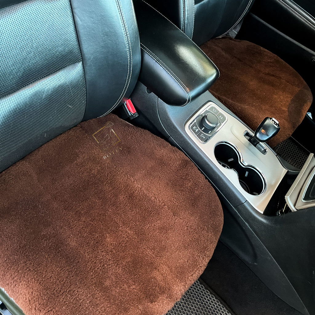Brown Sheepskin Front Seat Covers – 100% Natural Universal Fit