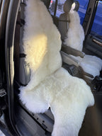 White Sheepskin Car Seat Cover 120×65 cm – Natural Fur