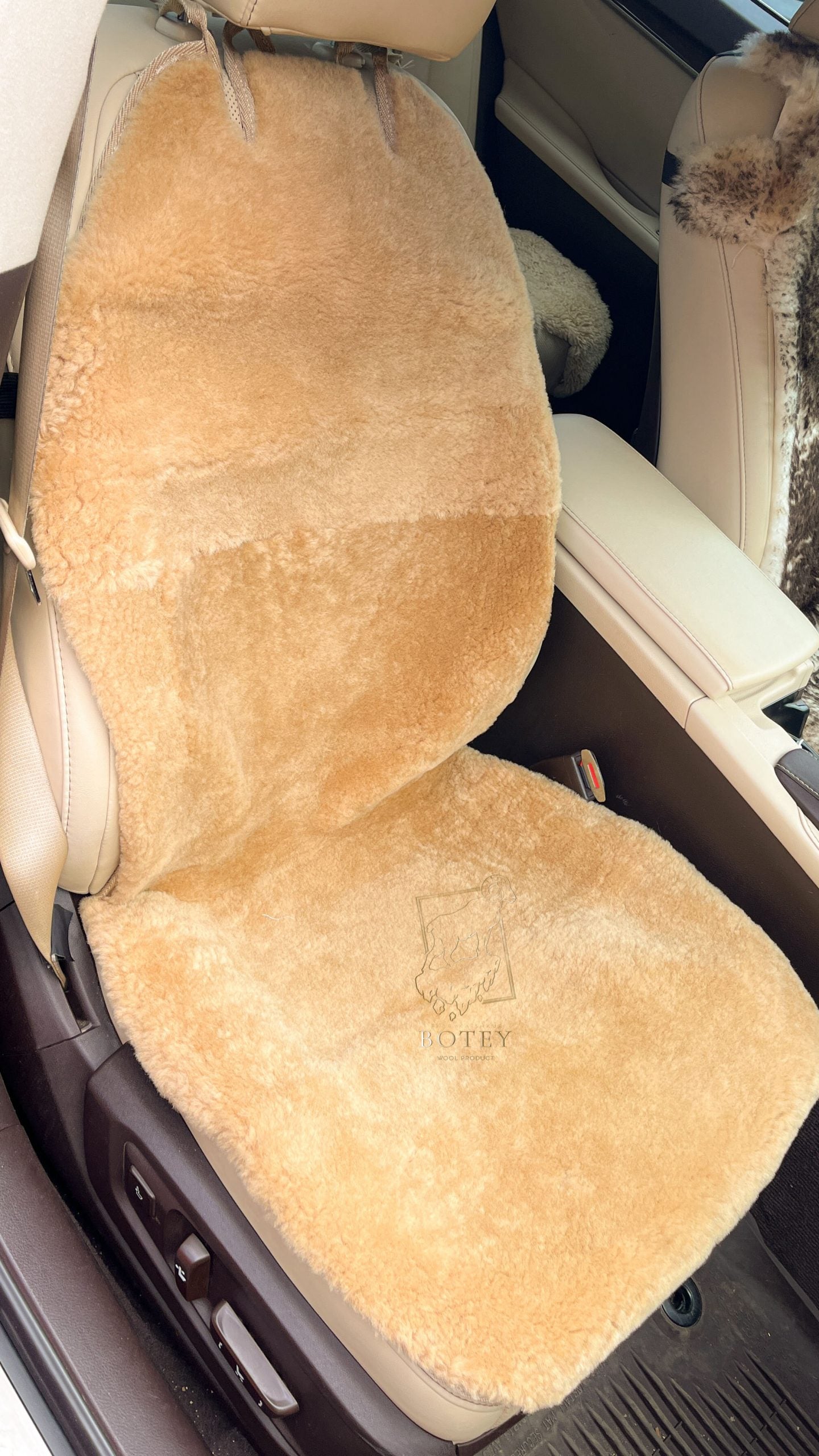 Maxi Sheepskin Car Seat Covers (120×60 cm) – Universal Natural Fur Beige