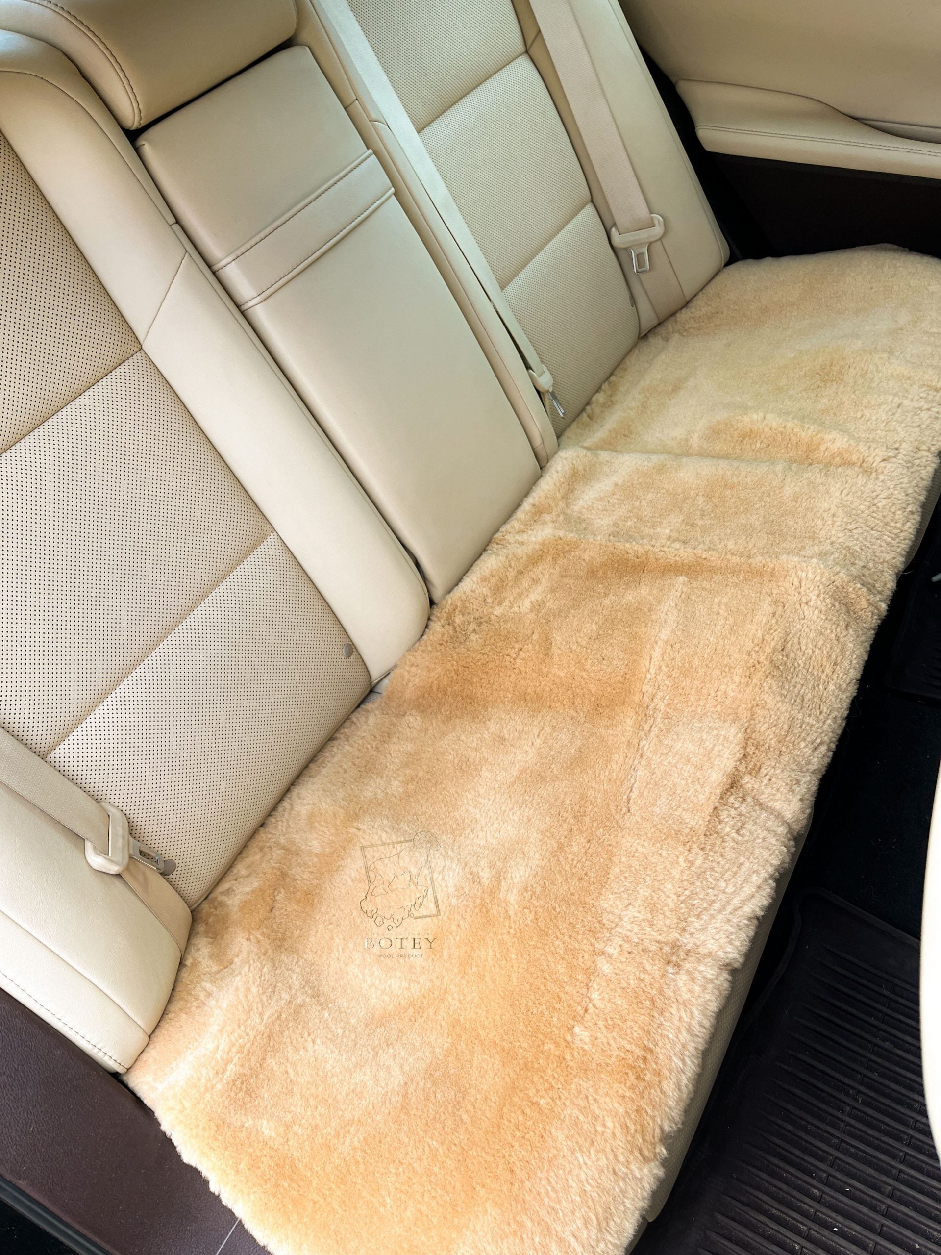 Sheepskin Rear Seat Covers Beige (140×50 cm) – Natural Fur Universal Fit