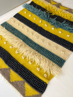 Carpathian Wool Blanket Blue & Yellow 150×200 cm – Premium Handmade Natural Wool