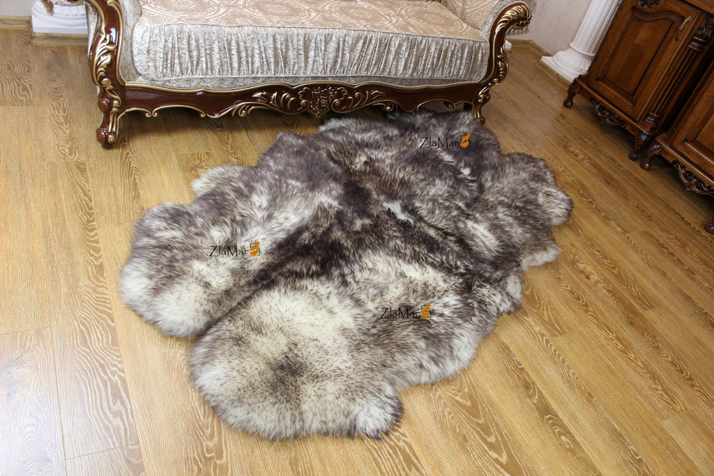 Sheepskin Rug 4-in-1 Ash Ombre (200×110 cm) – Natural Fur Carpet