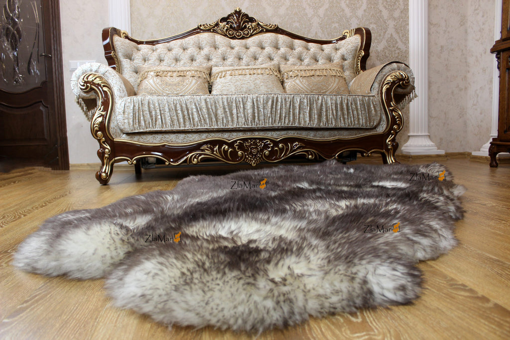 Sheepskin Rug 4-in-1 Ash Ombre (200×110 cm) – Natural Fur Carpet