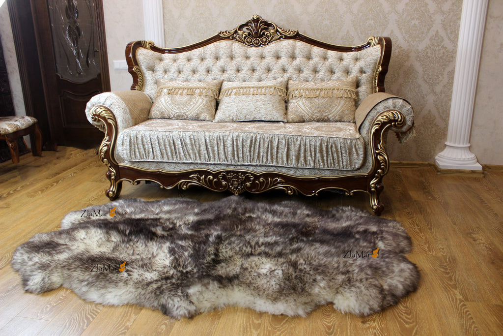 Sheepskin Rug 4-in-1 Ash Ombre (200×110 cm) – Natural Fur Carpet