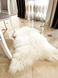 White Sheepskin Rug Long Wool 130×75 cm – Natural Hide