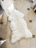 White Sheepskin Rug Long Wool 130×75 cm – Natural Hide