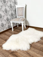 White Sheepskin Rug Long Wool 110×65 cm – Natural Hide