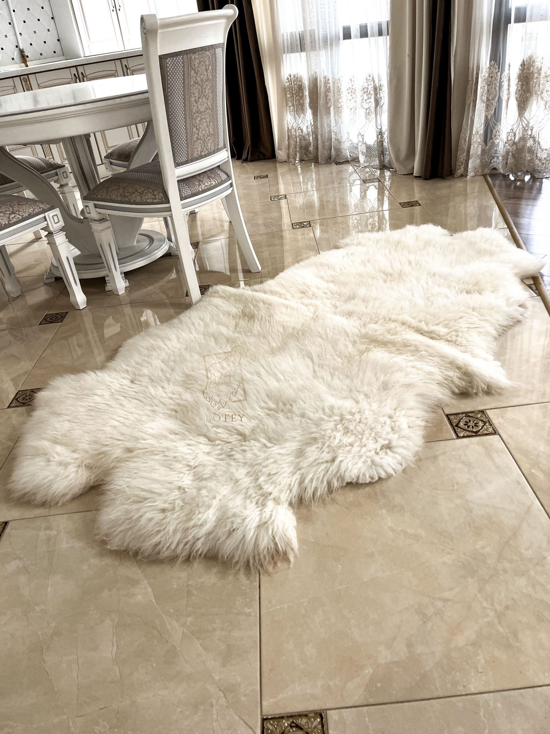 Natural Sheepskin Rug 4-in-1 (200×120 cm) – Soft Premium Fur Carpet