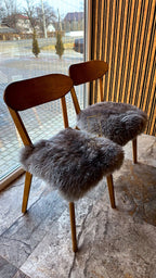 Square Long Wool Sheepskin Seat Cover White 40×40 cm – Natural Fur Cushion