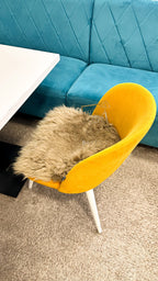 Square Long Wool Sheepskin Seat Cover White 40×40 cm – Natural Fur Cushion