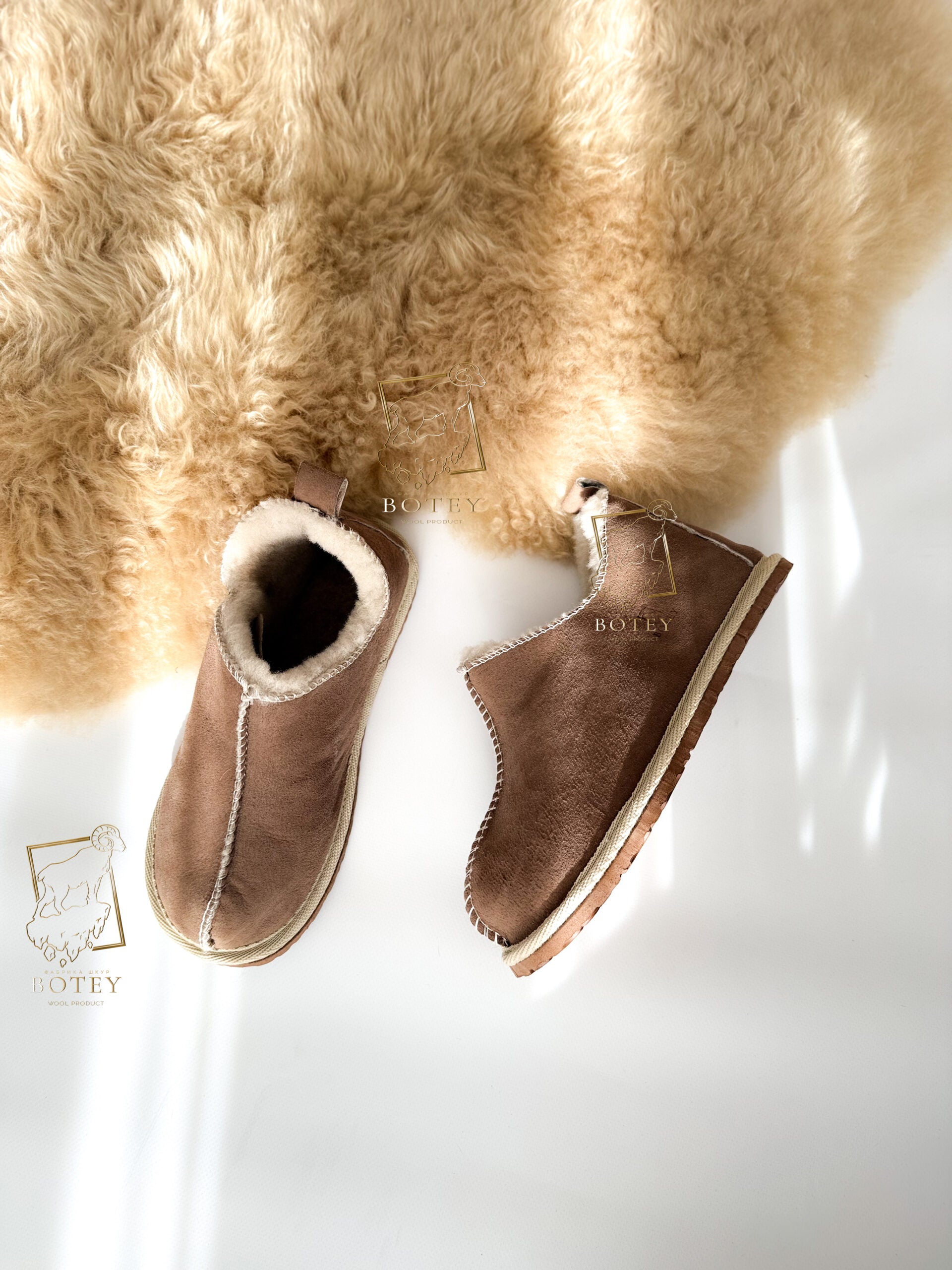 Suede Sheepskin Slippers Cappuccino – Premium Natural Wool Home Shoes (Sizes Available)