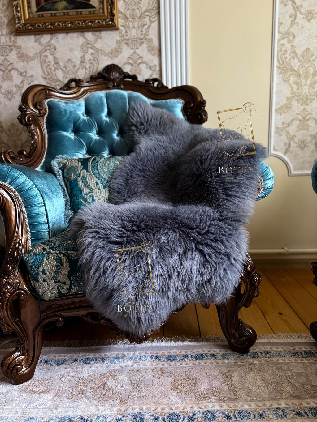 Grey Sheepskin 110×65 cm – Natural Wool Rug