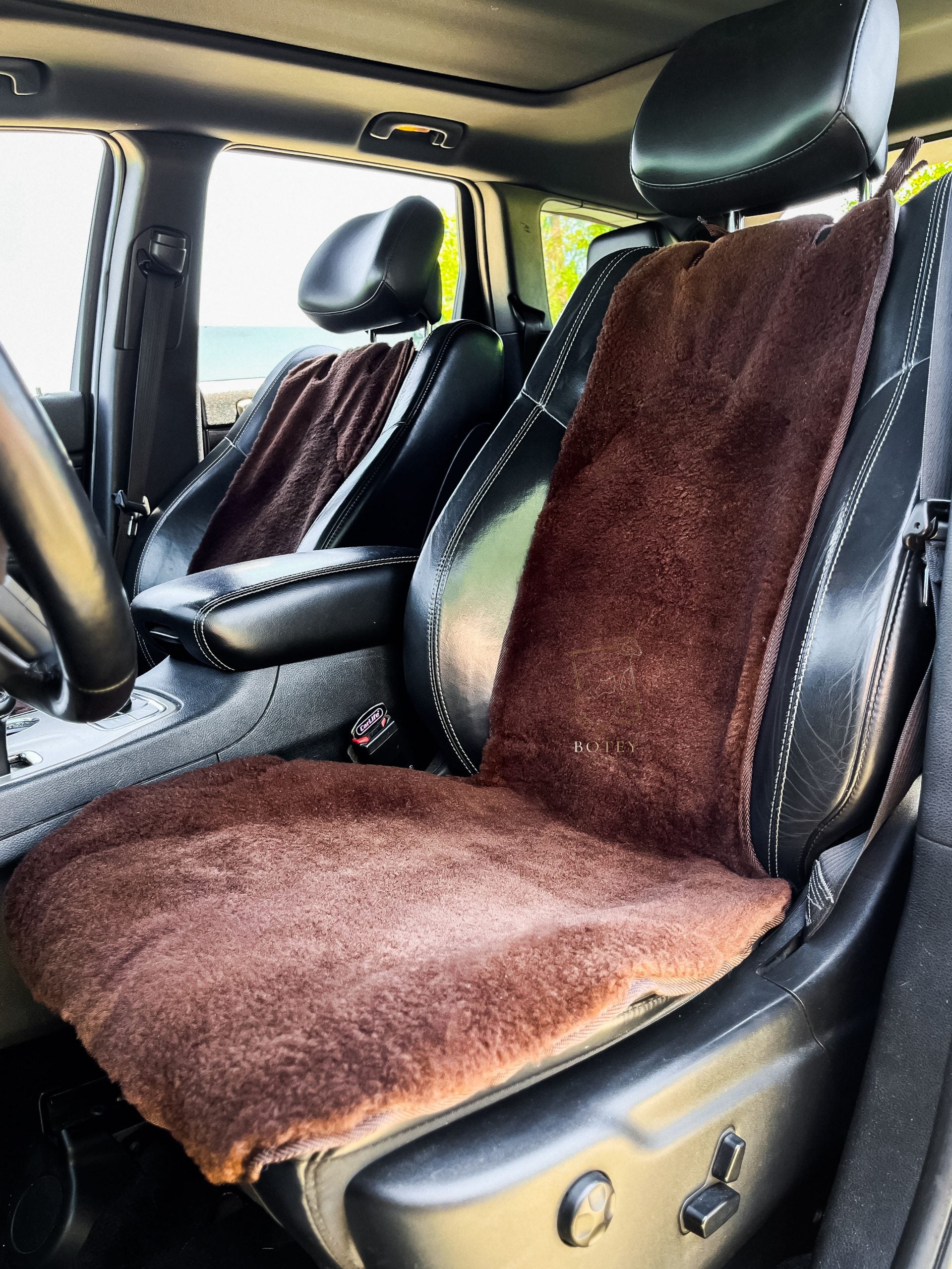 Mini Sheepskin Car Seat Covers Brown (120×56 cm) – Natural Fur Universal Fit