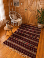 Handmade Hutsul Wool Rug Red  – Natural Wool Carpet 200×140 cm