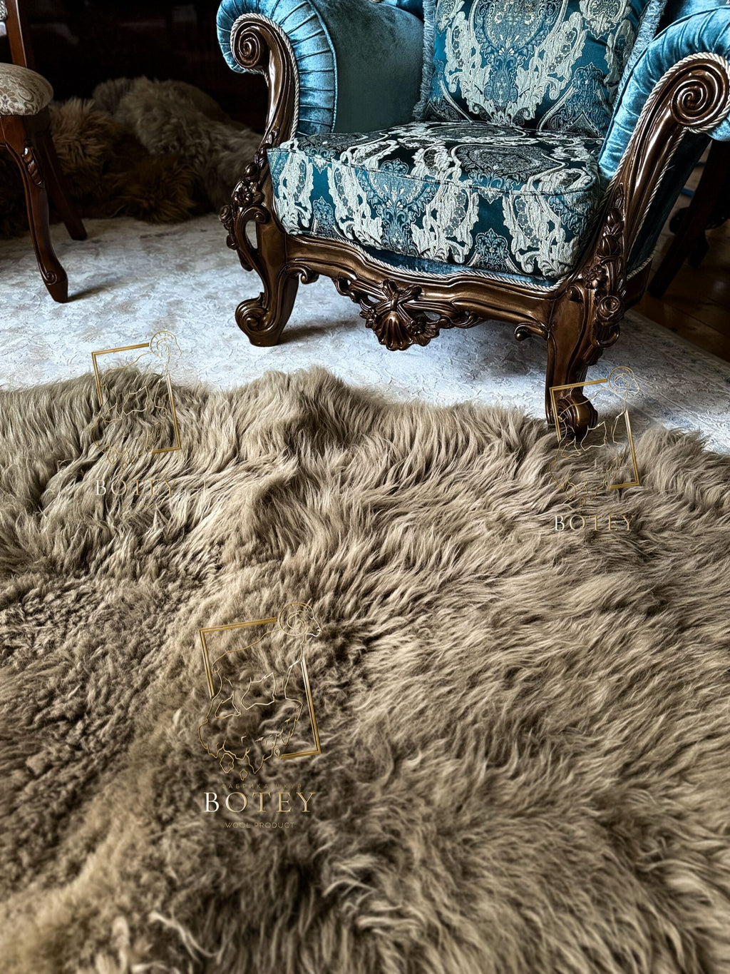 Sheepskin Rug 4-in-1 Cappuccino (200×110 cm) – Natural Fur Carpet