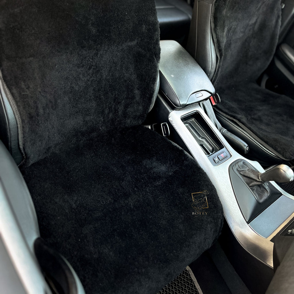 Maxi Sheepskin Car Seat Covers Black (120×60 cm) – Natural Fur Universal Fit
