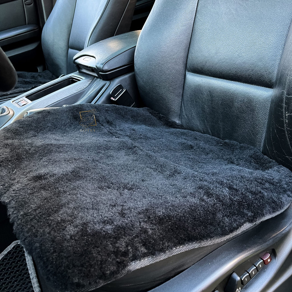 Black Sheepskin Front Seat Covers – 100% Natural Universal Fit