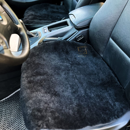 Black Sheepskin Front Seat Covers – 100% Natural Universal Fit