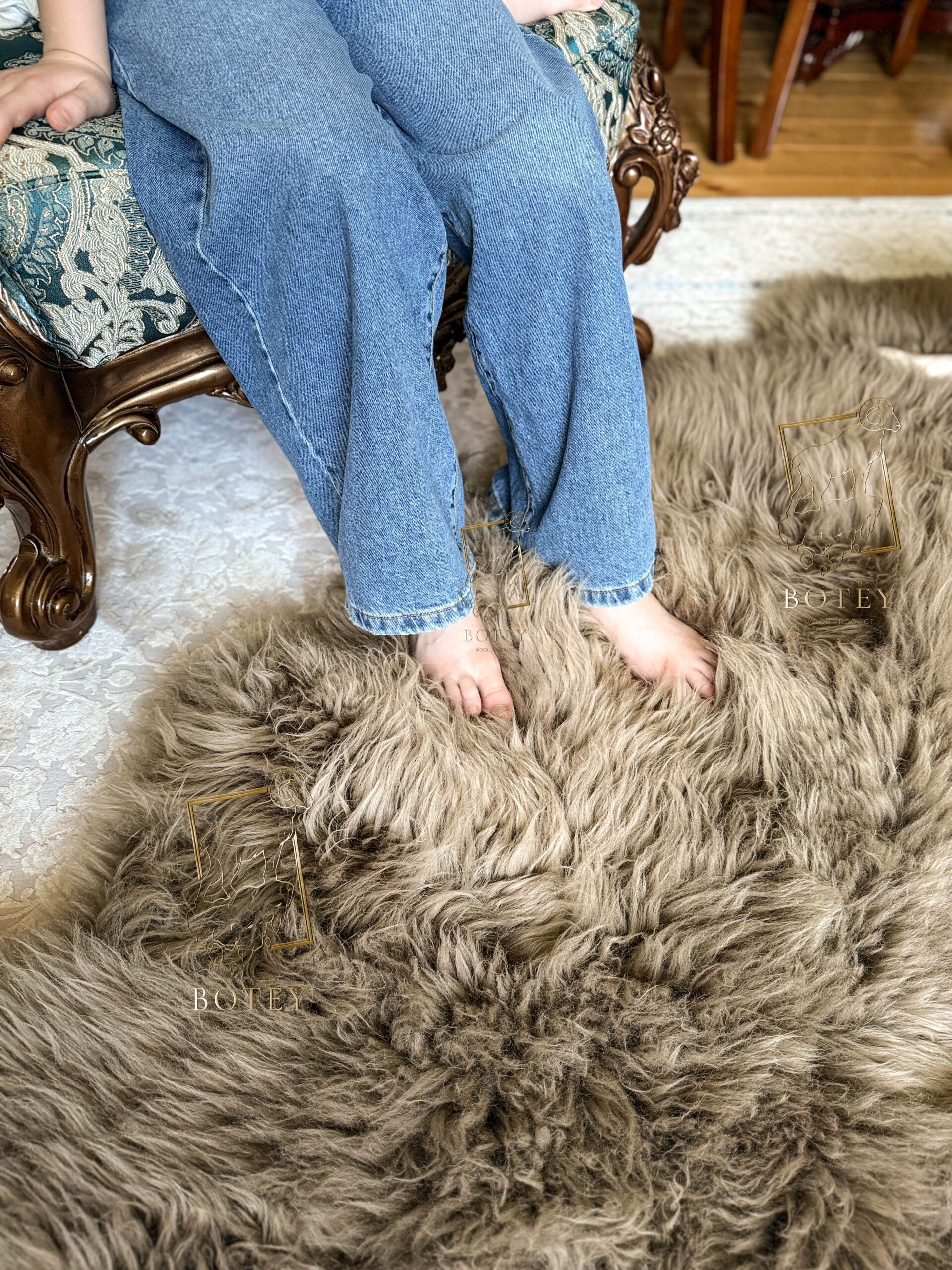 Sheepskin Rug 4-in-1 Cappuccino (200×110 cm) – Natural Fur Carpet