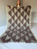 Wool Runner Rug “Diamond” 110×200 cm – Handmade Natural Wool