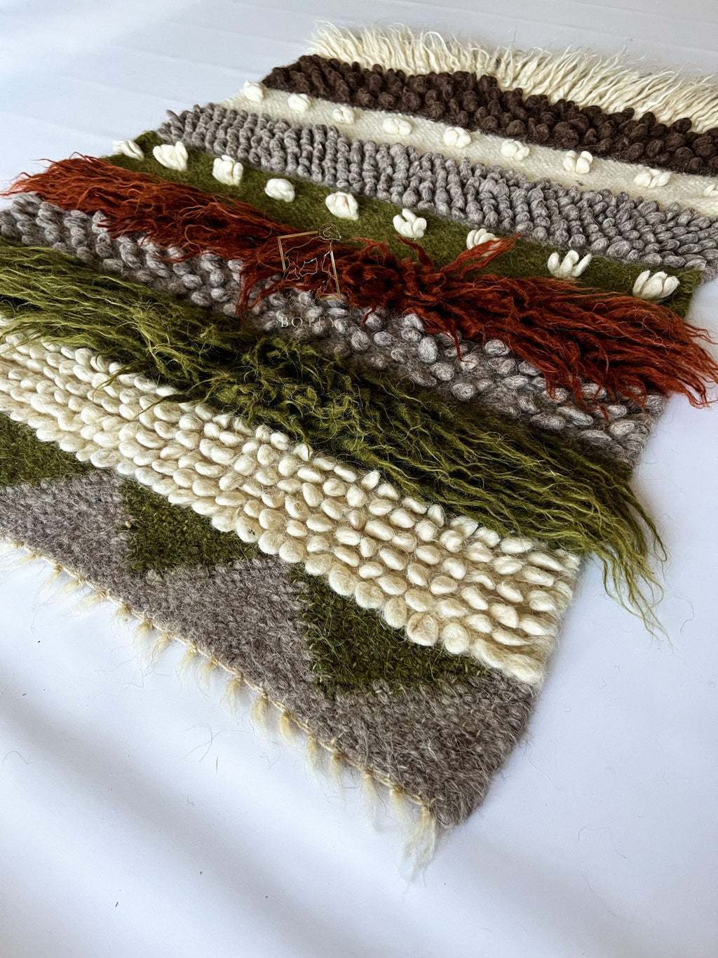 Wool Runner Rug “Forest Tale” 90×150 cm – Handmade Natural Wool