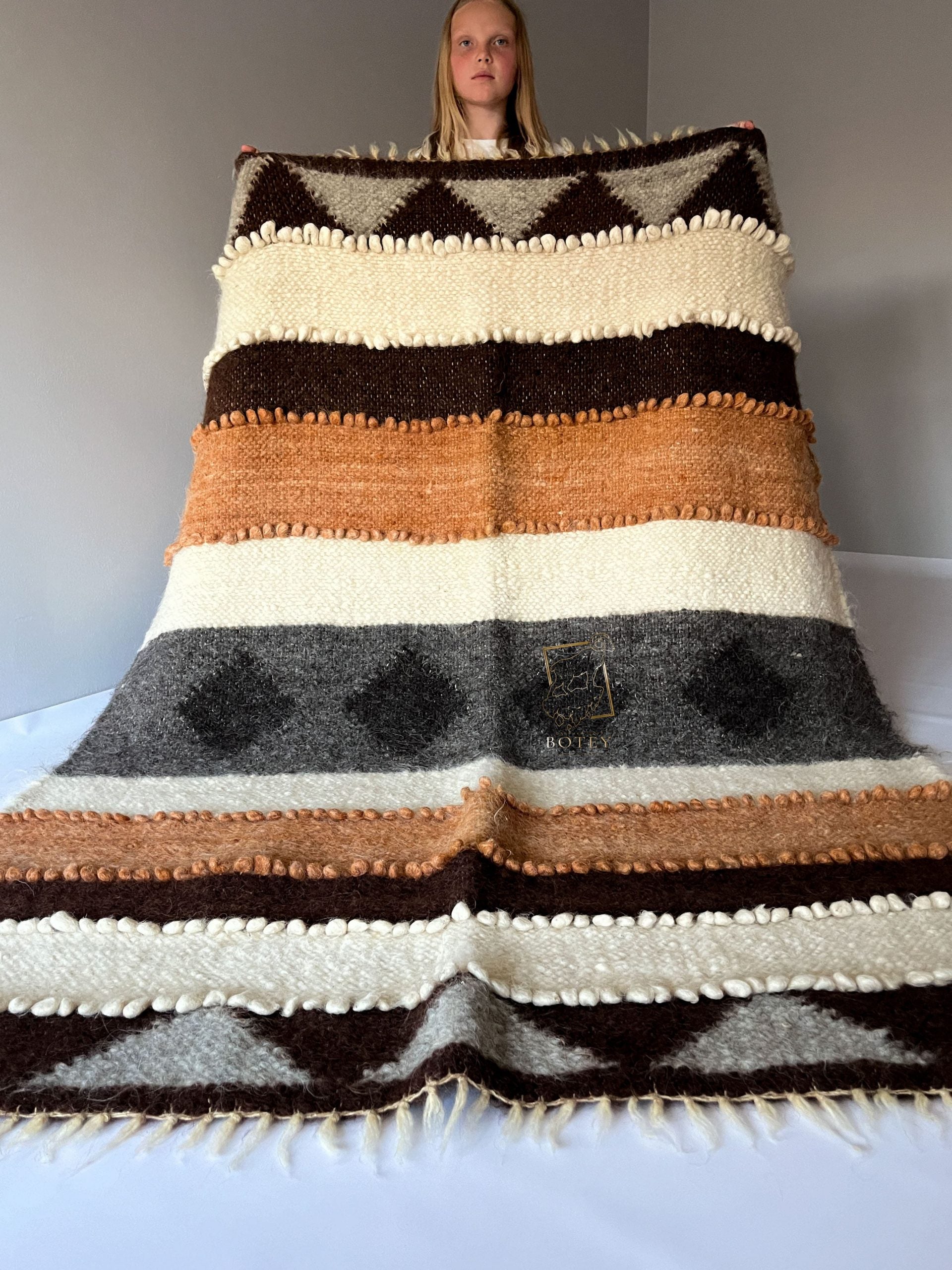 Carpathian Wool Blanket “Pastel” 150×200 cm – Premium Handmade Natural Wool