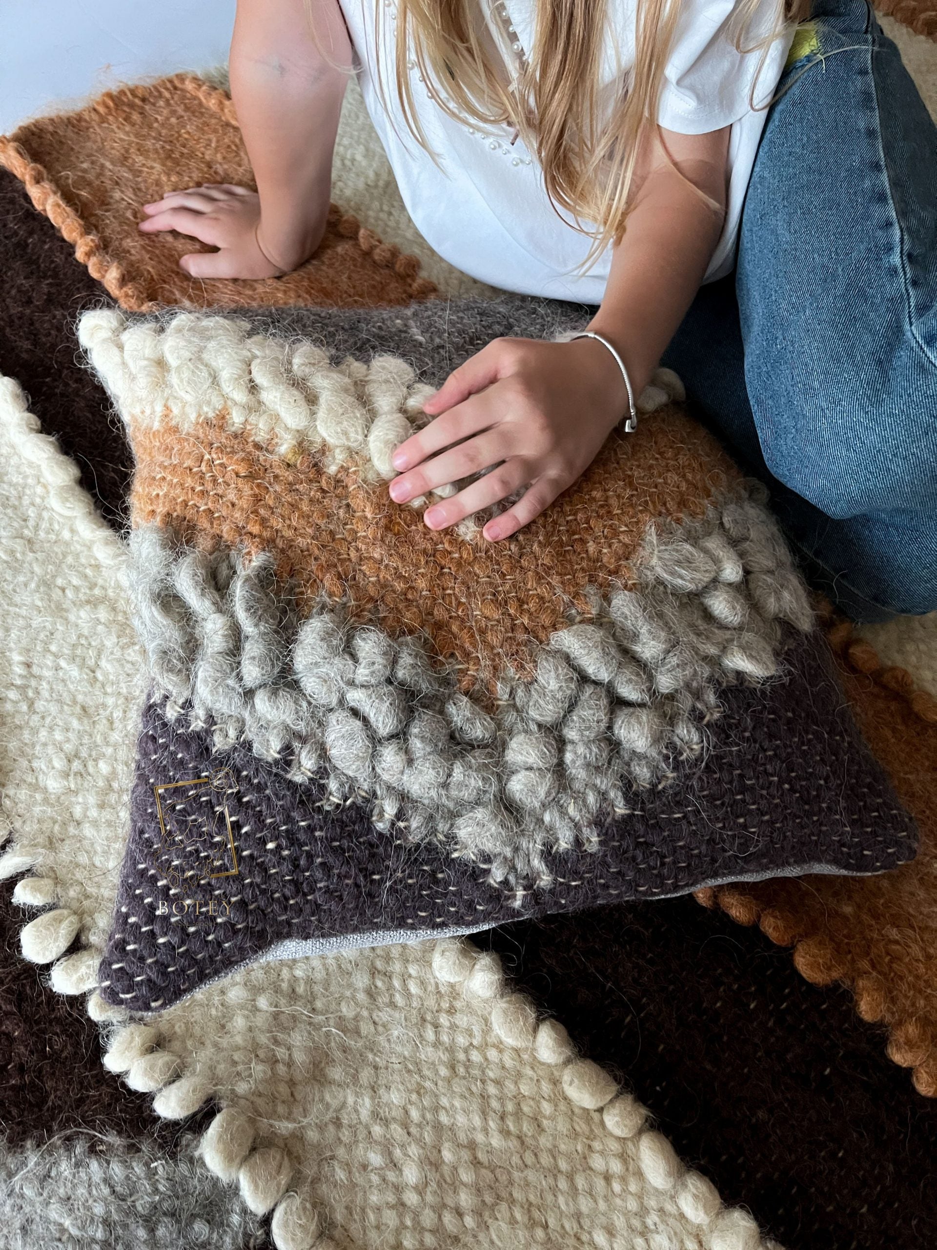 Decorative Wool Cushion “Graphite” 45×45 cm – Handmade | BOTEY