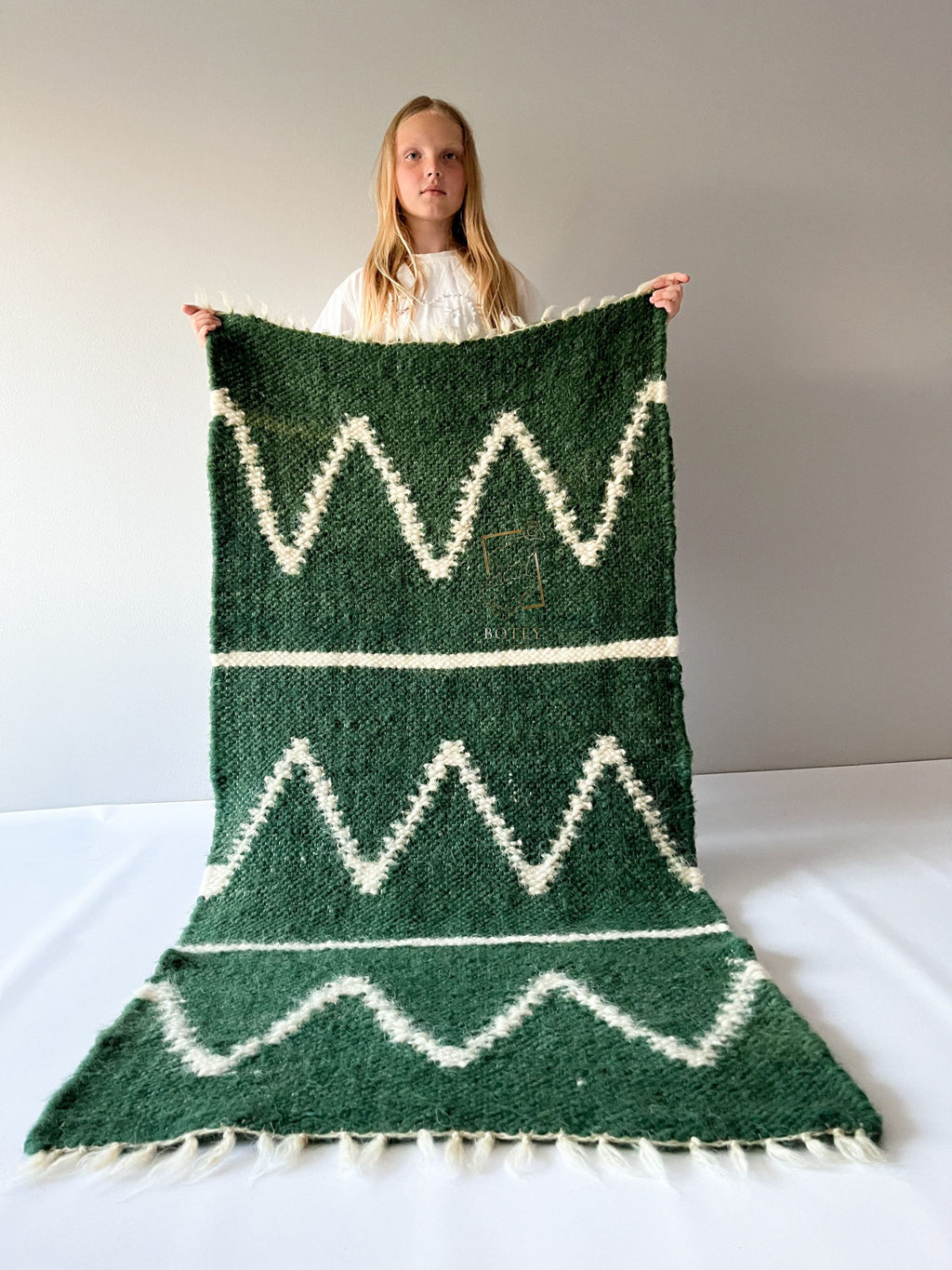 Wool Runner Rug “Forest Silence” 70×140 cm – Handmade Natural Wool