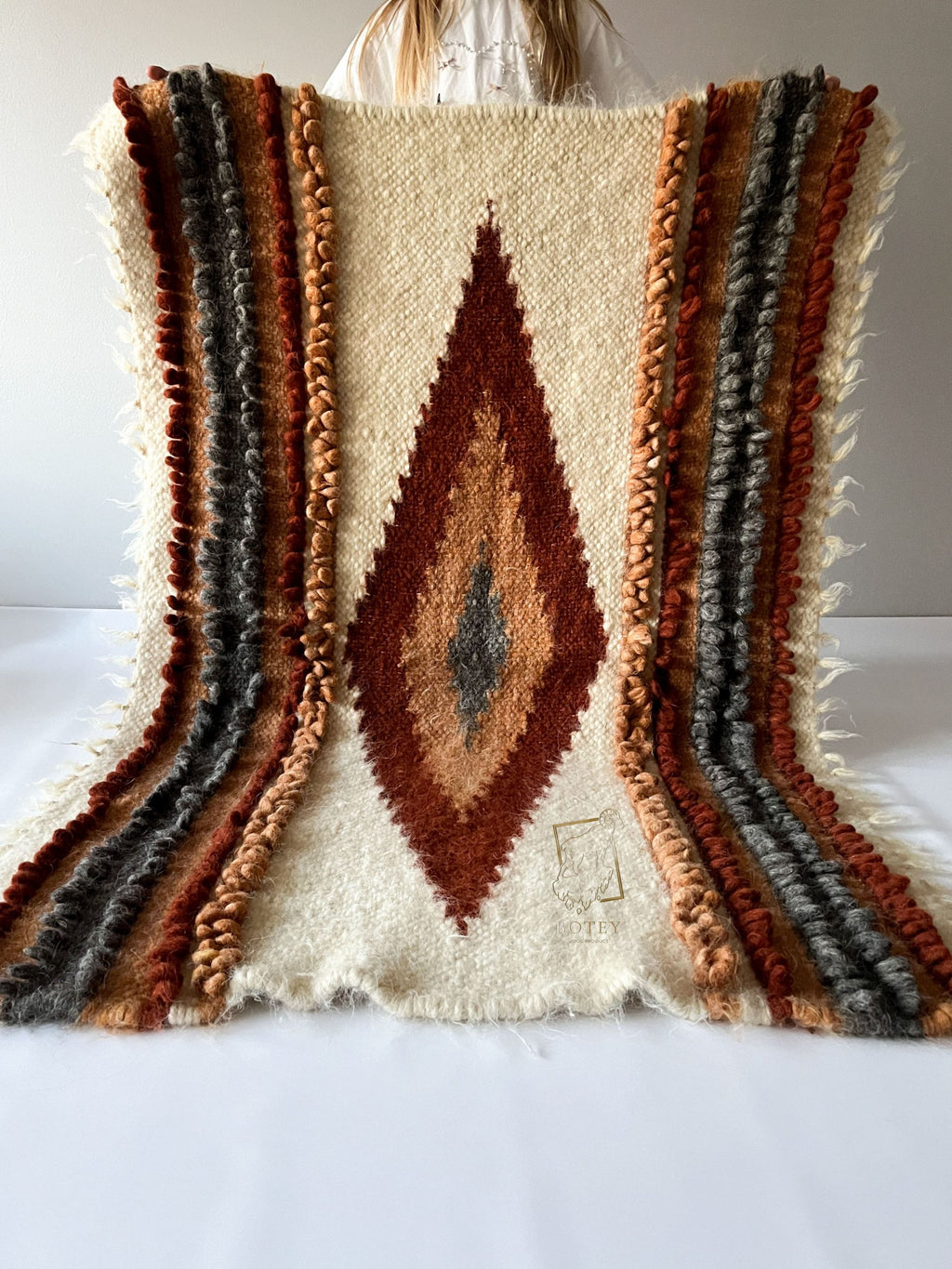 Wool Furniture Throw “Talisman” 100×150 cm – Handmade Natural Wool