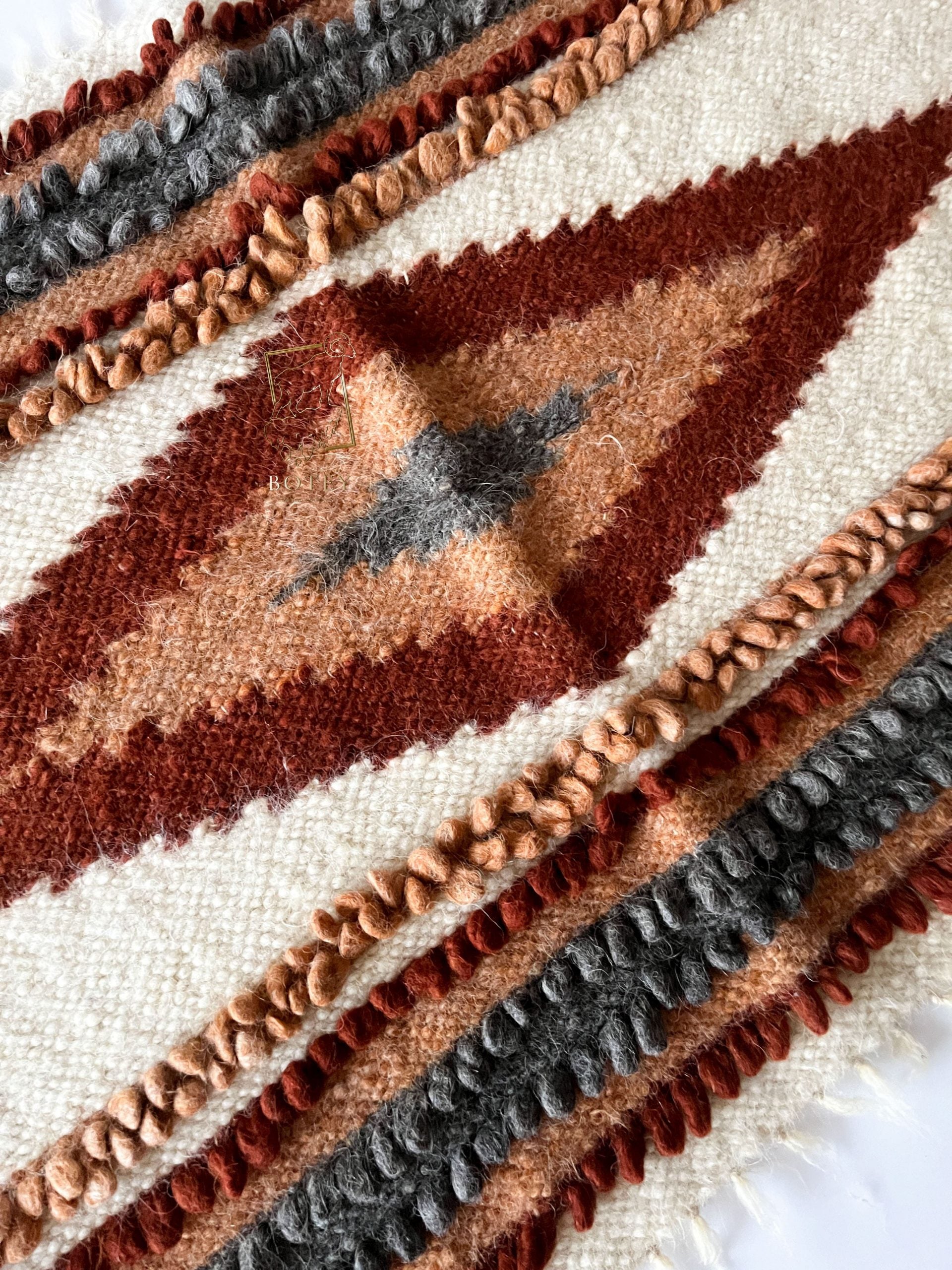 Wool Furniture Throw “Talisman” 100×150 cm – Handmade Natural Wool